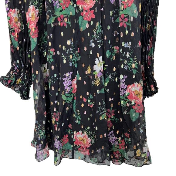 Amur Yael A line Dress In Black Floating Floral Size 2 - Picture 4 of 16